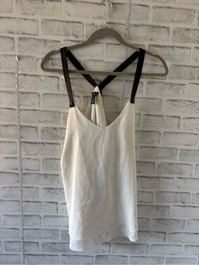Aqua Cream V-Neck Camisole with Black Cross-Back Straps